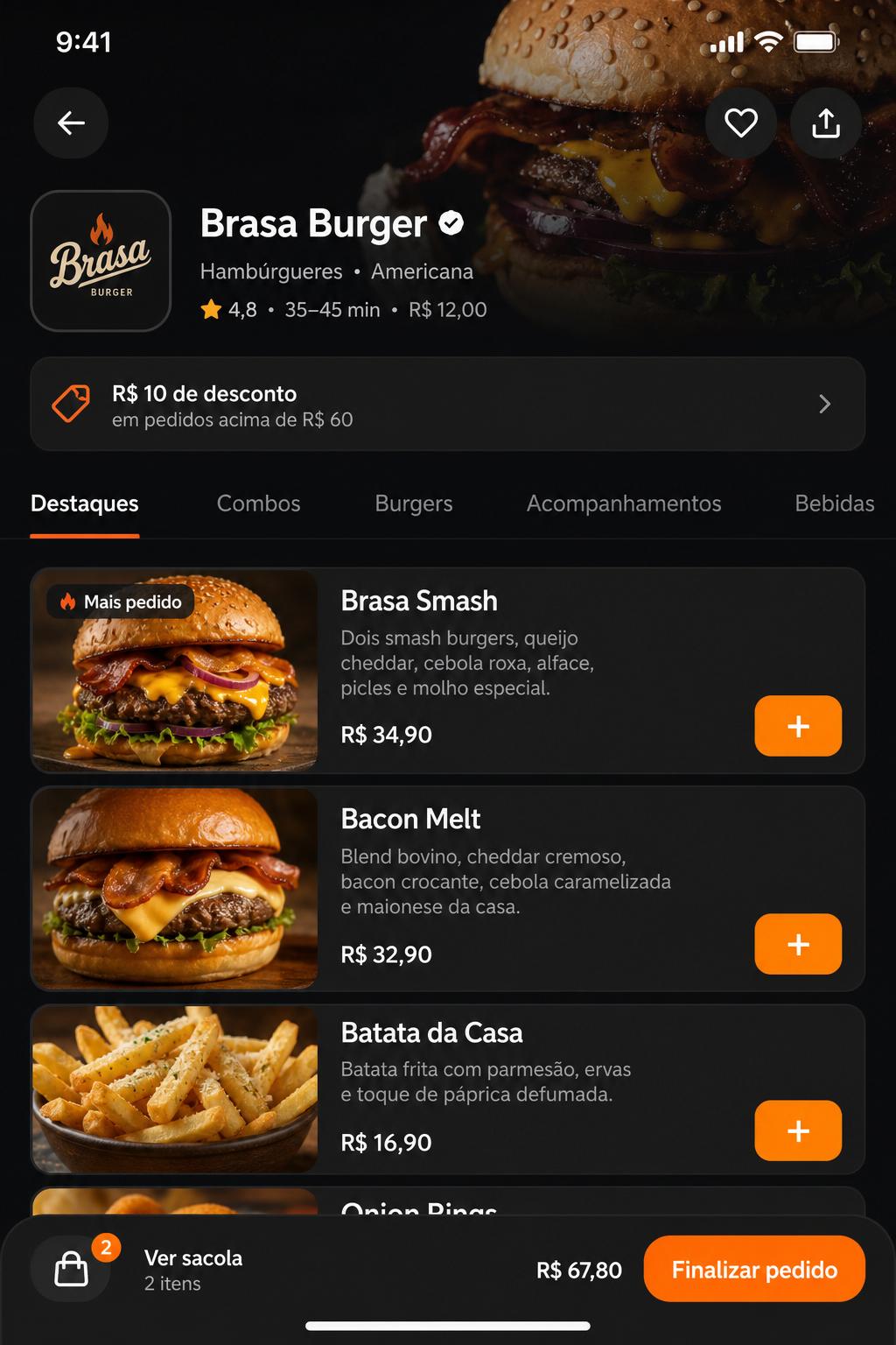 Cardápio digital MenuFood no celular